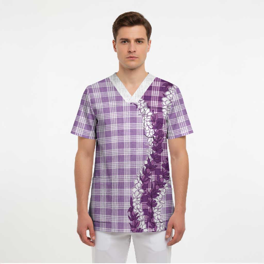 Violet Hawaii Palaka Scrub Top Hawaiian Honohono Lei LT05 - Polynesian Pride