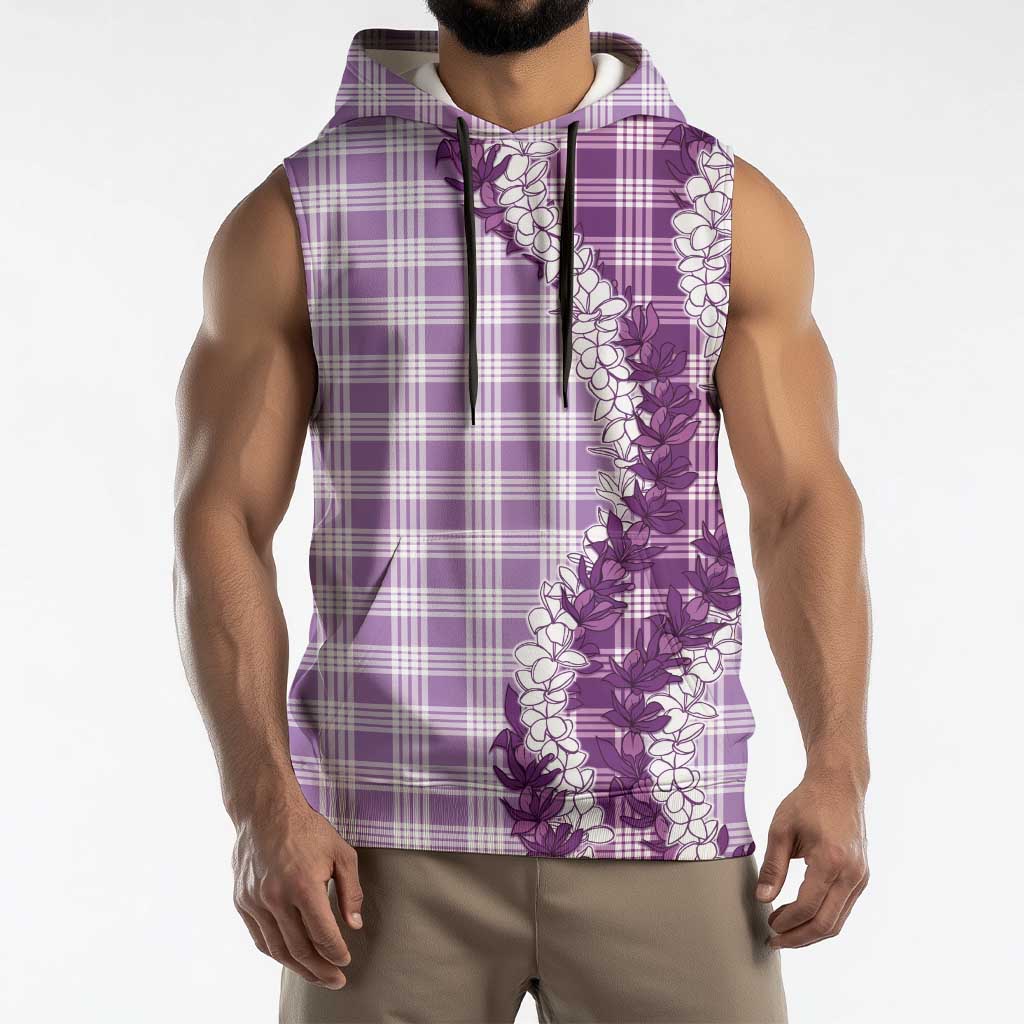 Violet Hawaii Palaka Sleeveless Hoodie Hawaiian Honohono Lei LT05 - Polynesian Pride