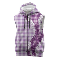 Violet Hawaii Palaka Sleeveless Zip Hoodie Hawaiian Honohono Lei LT05 Violet - Polynesian Pride