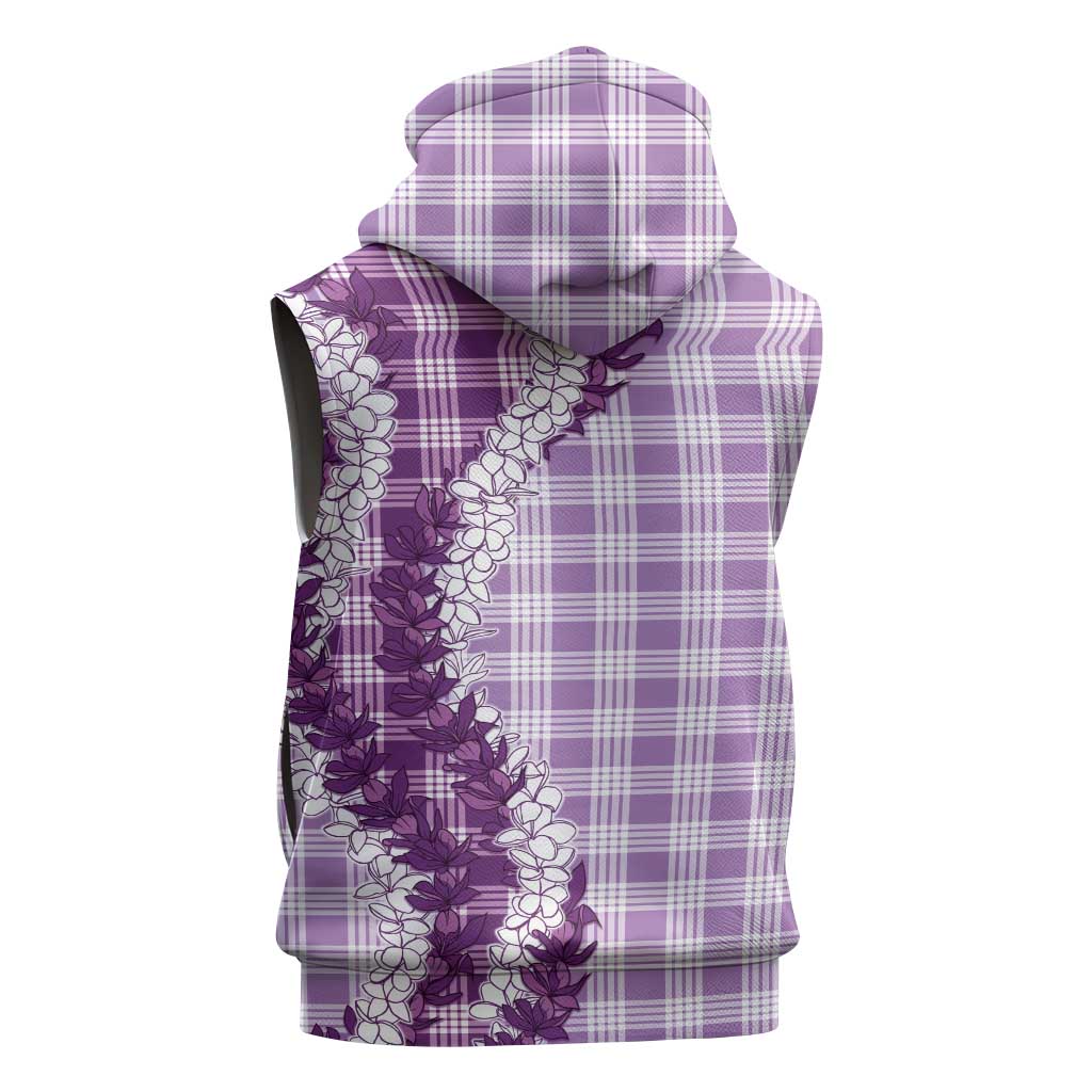 Violet Hawaii Palaka Sleeveless Zip Hoodie Hawaiian Honohono Lei LT05 - Polynesian Pride