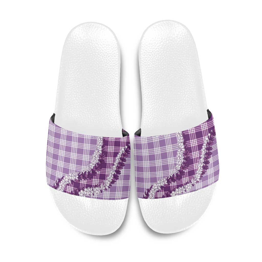 Violet Hawaii Palaka Slide Sandals Hawaiian Honohono Lei LT05 Violet - Polynesian Pride