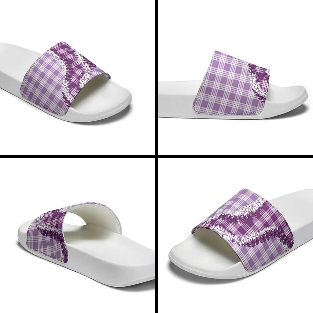 Violet Hawaii Palaka Slide Sandals Hawaiian Honohono Lei LT05 - Polynesian Pride