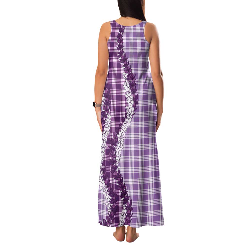 Violet Hawaii Palaka Tank Maxi Dress Hawaiian Honohono Lei LT05 - Polynesian Pride