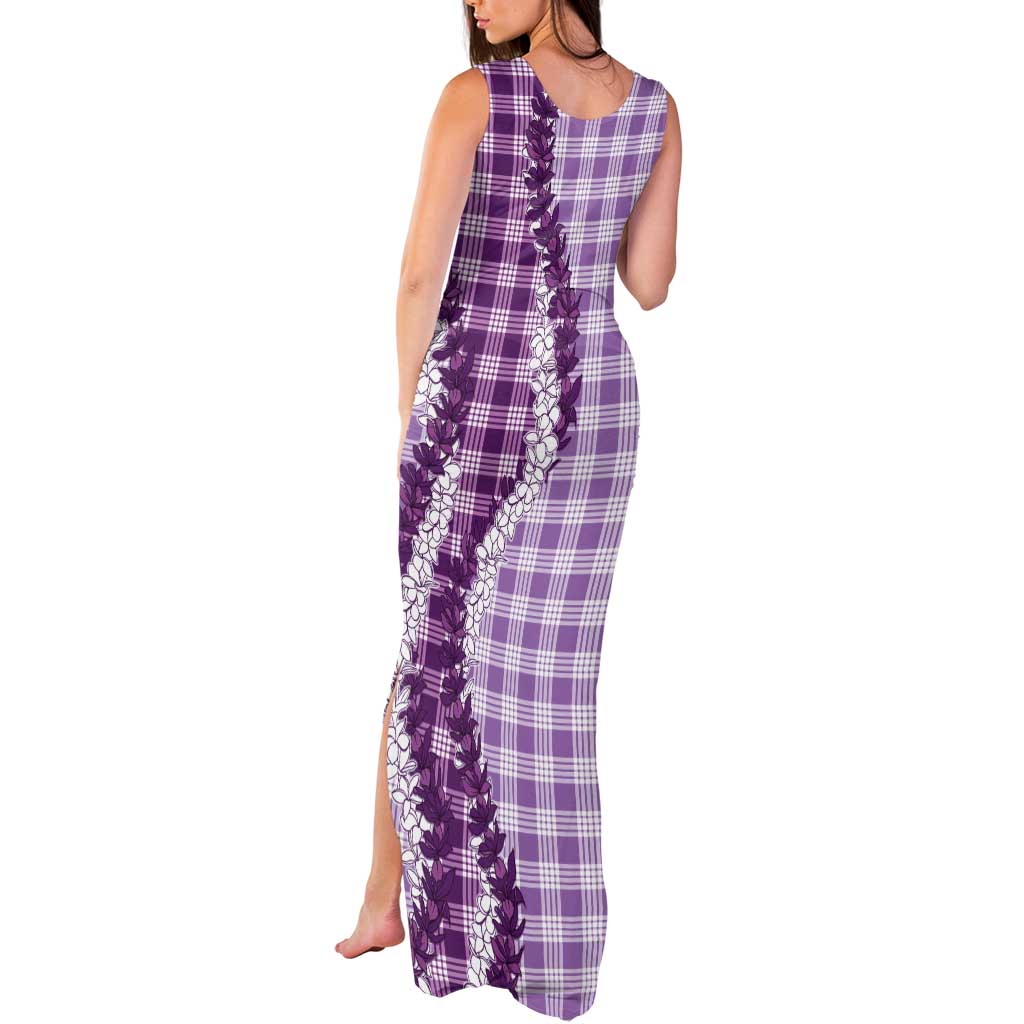 Violet Hawaii Palaka Tank Maxi Dress Hawaiian Honohono Lei LT05 - Polynesian Pride