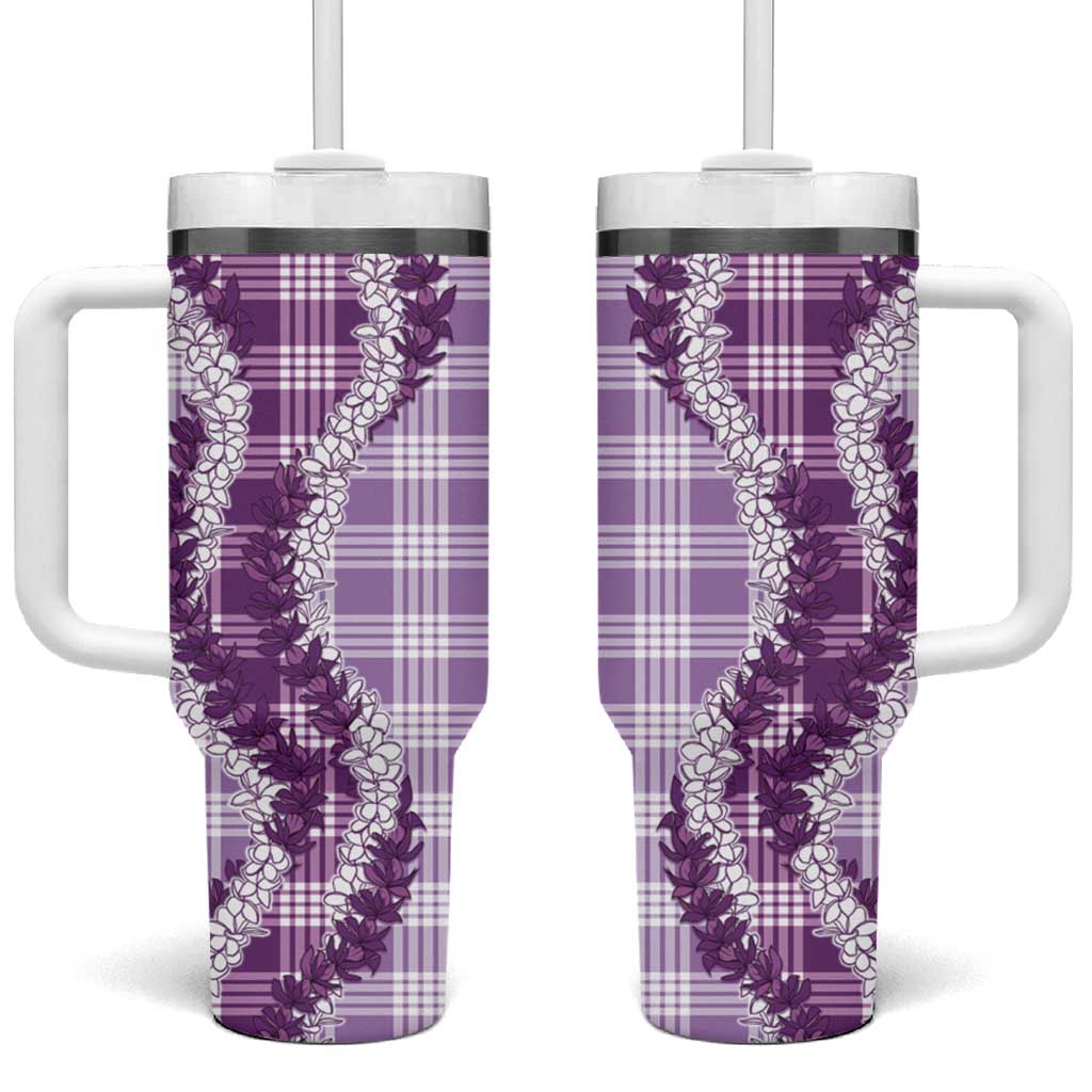 Violet Hawaii Palaka Tumbler With Handle Hawaiian Honohono Lei LT05 One Size: 40 oz Violet - Polynesian Pride
