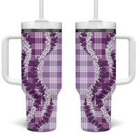 Violet Hawaii Palaka Tumbler With Handle Hawaiian Honohono Lei LT05 One Size: 40 oz Violet - Polynesian Pride
