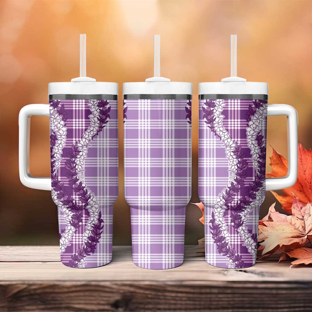 Violet Hawaii Palaka Tumbler With Handle Hawaiian Honohono Lei LT05 - Polynesian Pride