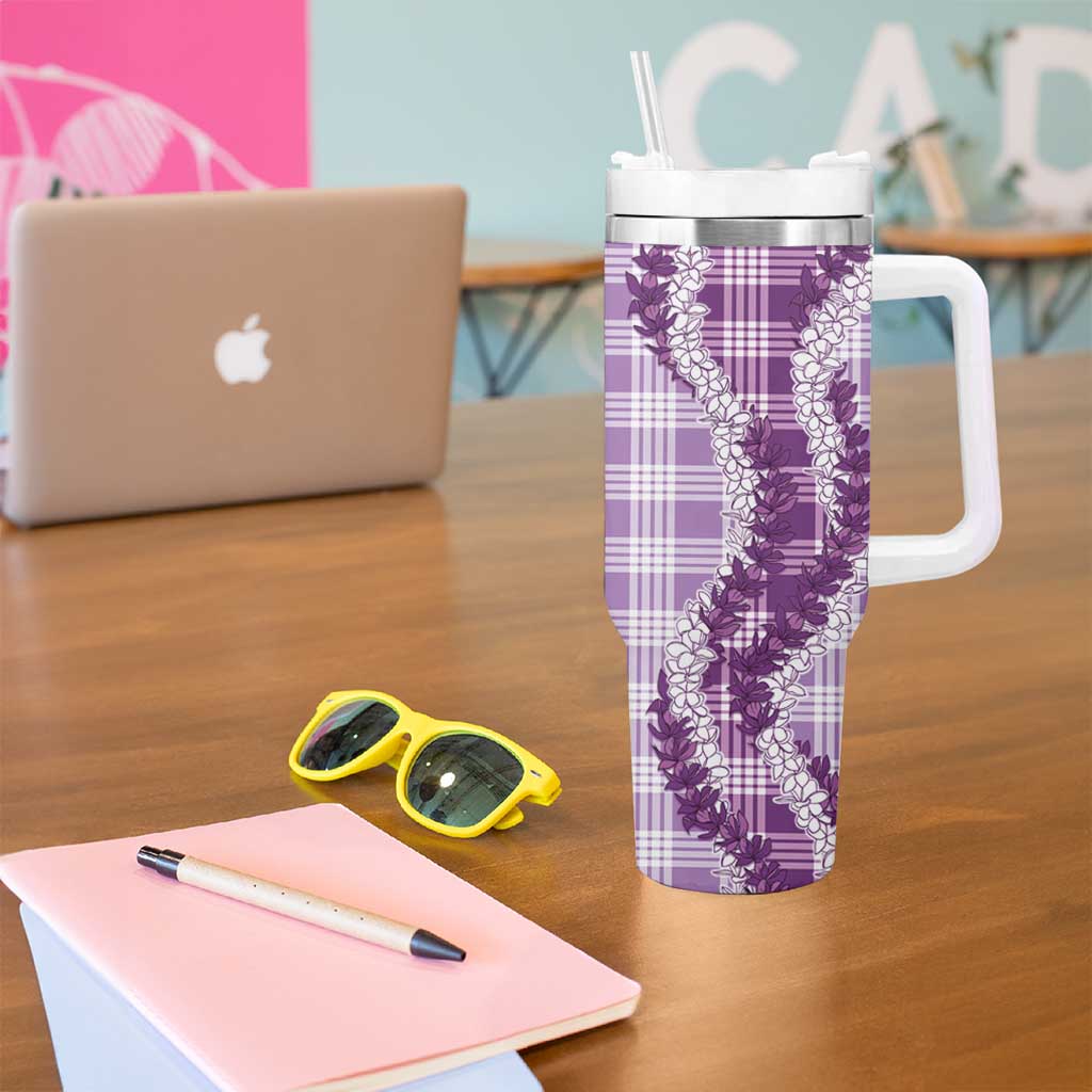 Violet Hawaii Palaka Tumbler With Handle Hawaiian Honohono Lei LT05 - Polynesian Pride