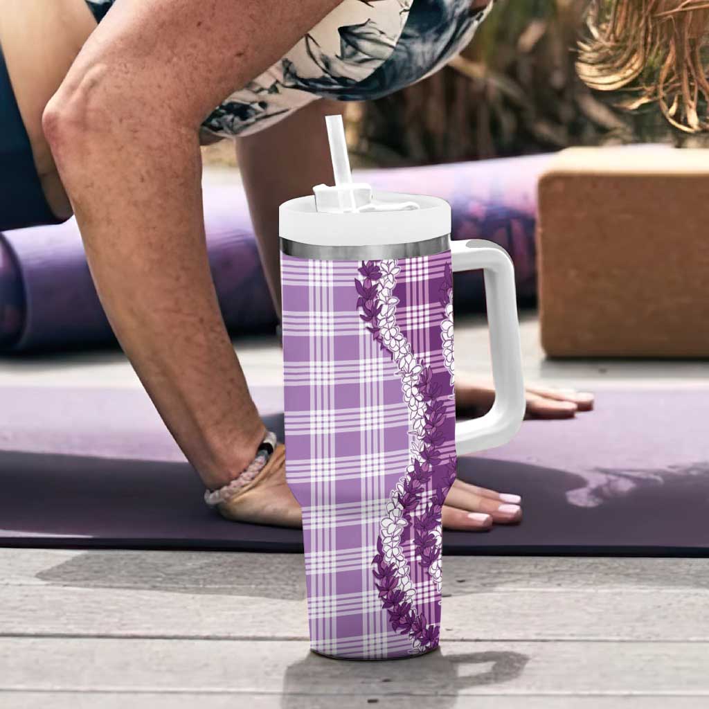 Violet Hawaii Palaka Tumbler With Handle Hawaiian Honohono Lei LT05 - Polynesian Pride
