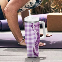 Violet Hawaii Palaka Tumbler With Handle Hawaiian Honohono Lei LT05 - Polynesian Pride