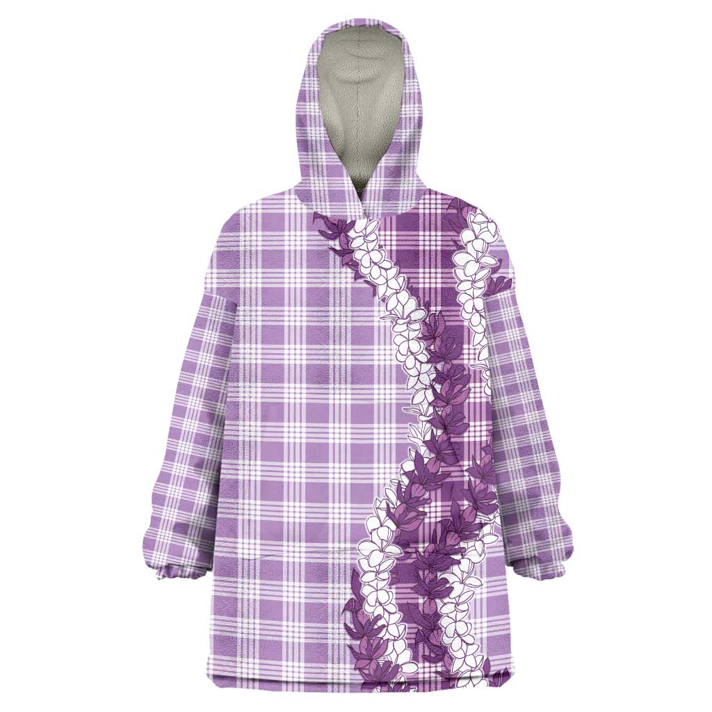 Violet Hawaii Palaka Wearable Blanket Hoodie Hawaiian Honohono Lei LT05 One Size Violet - Polynesian Pride