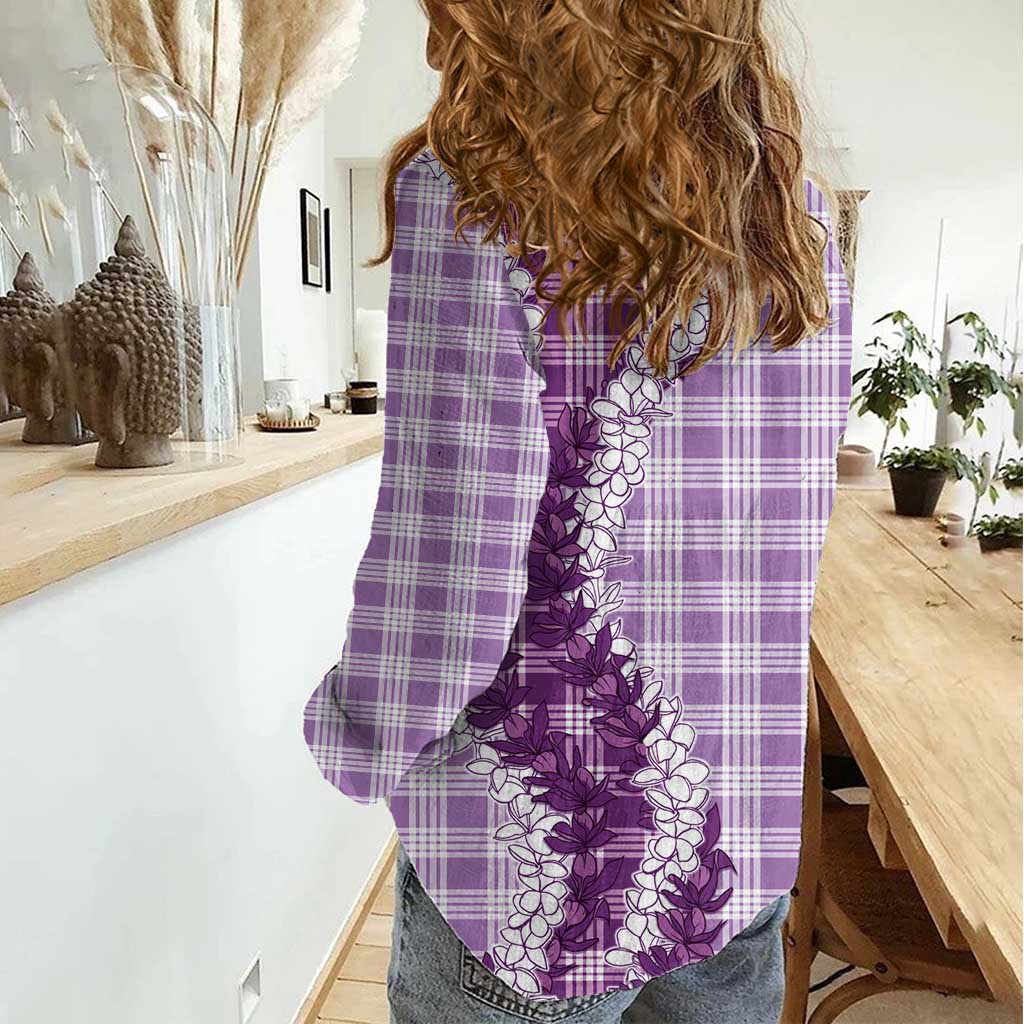 Hawaii Palaka Honohono Lei – Women's Casual Shirt – Violet LT05 - Polynesian Pride