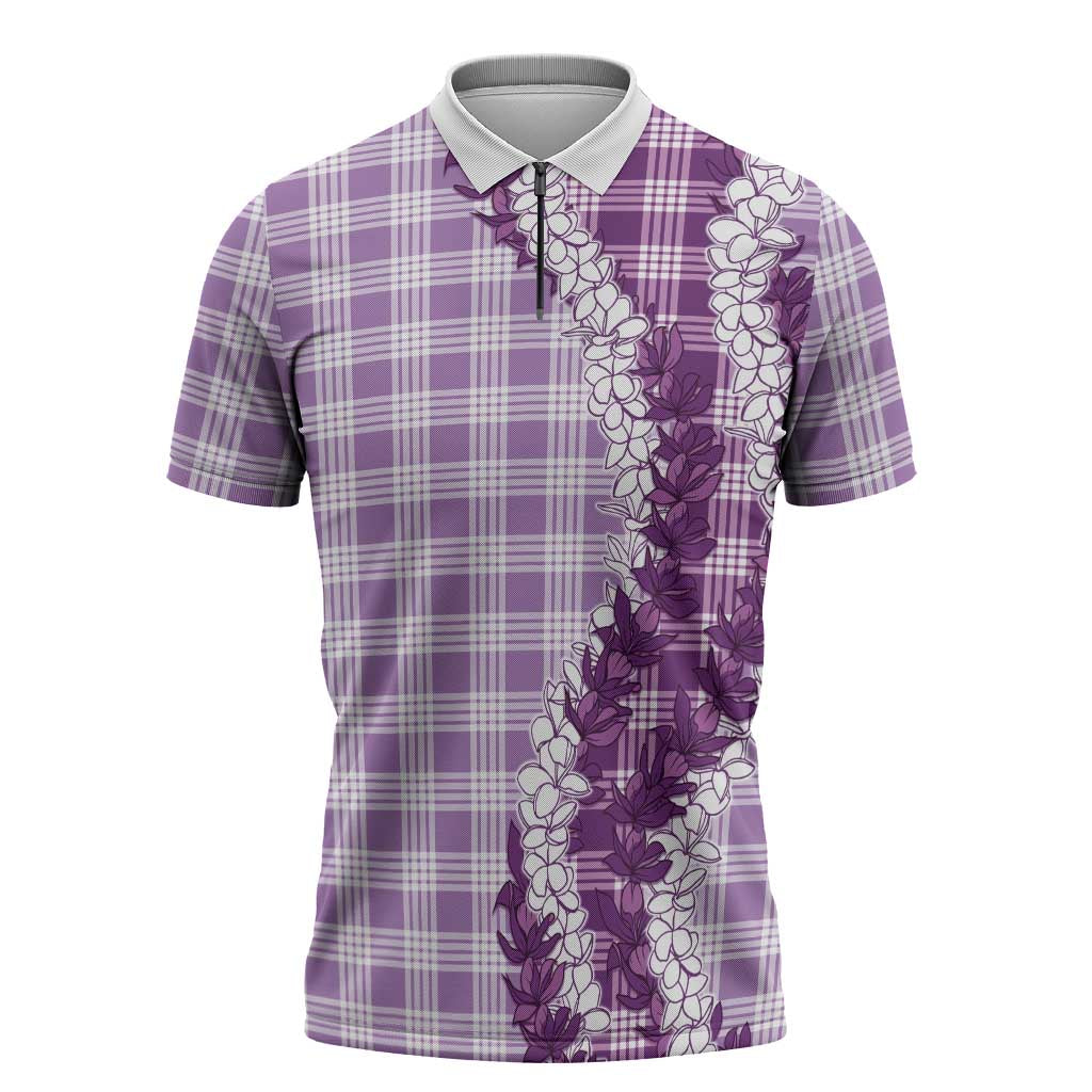 Violet Hawaii Palaka Zipper Polo Shirt Hawaiian Honohono Lei LT05 Violet - Polynesian Pride