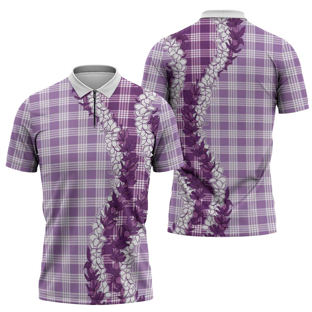 Violet Hawaii Palaka Zipper Polo Shirt Hawaiian Honohono Lei LT05 - Polynesian Pride