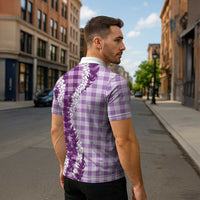 Violet Hawaii Palaka Zipper Polo Shirt Hawaiian Honohono Lei LT05 - Polynesian Pride