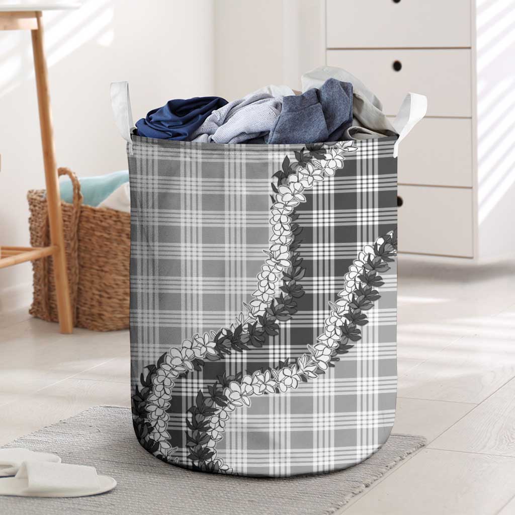 Gray Hawaii Palaka Laundry Basket Hawaiian Honohono Lei LT05 Gray - Polynesian Pride