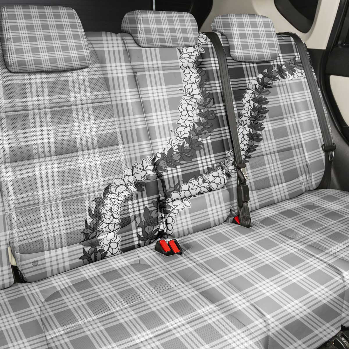 Gray Hawaii Palaka Back Car Seat Cover Hawaiian Honohono Lei LT05 - Polynesian Pride