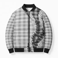 Gray Hawaii Palaka Bomber Puffer Jacket Hawaiian Honohono Lei LT05 Unisex Gray - Polynesian Pride