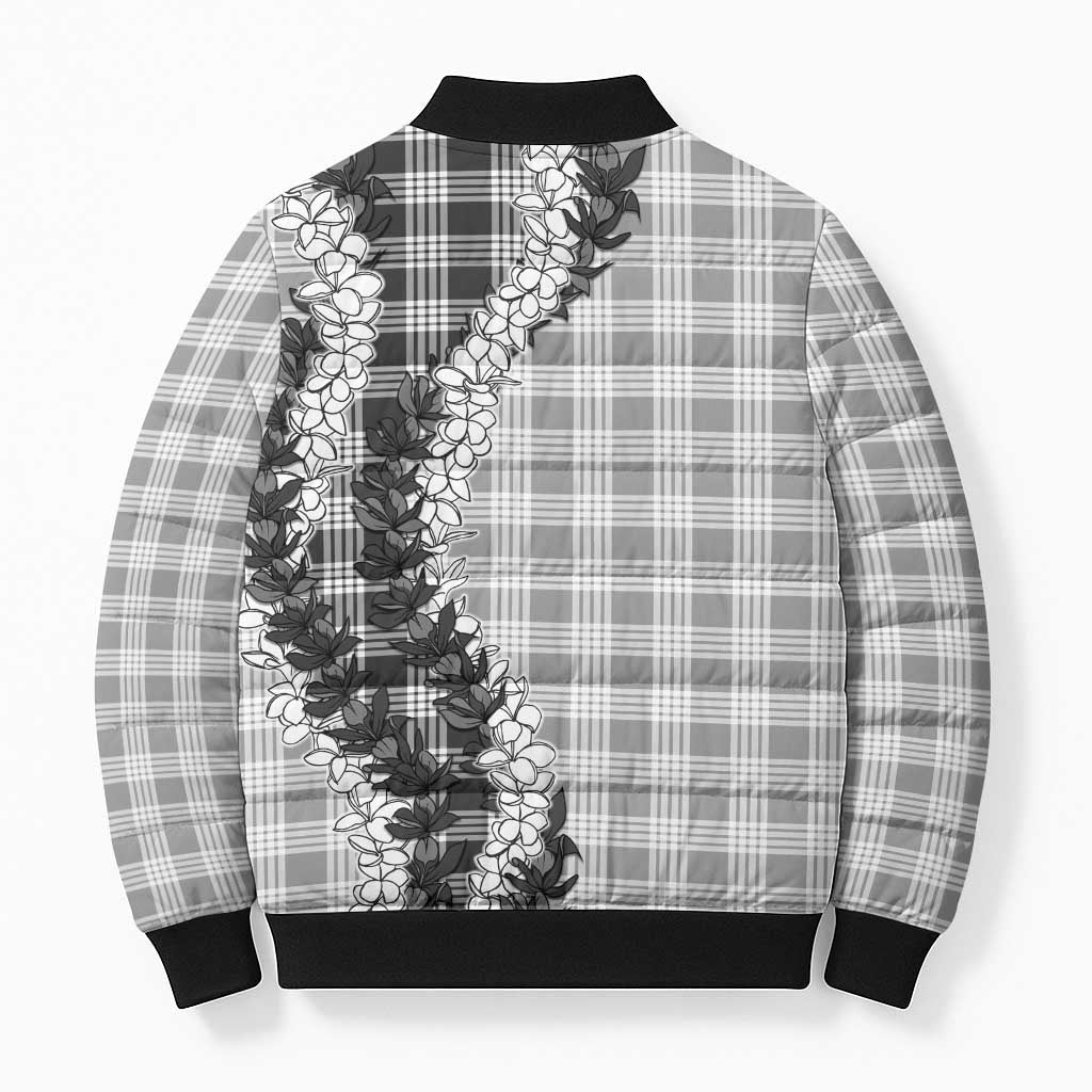 Gray Hawaii Palaka Bomber Puffer Jacket Hawaiian Honohono Lei LT05 - Polynesian Pride