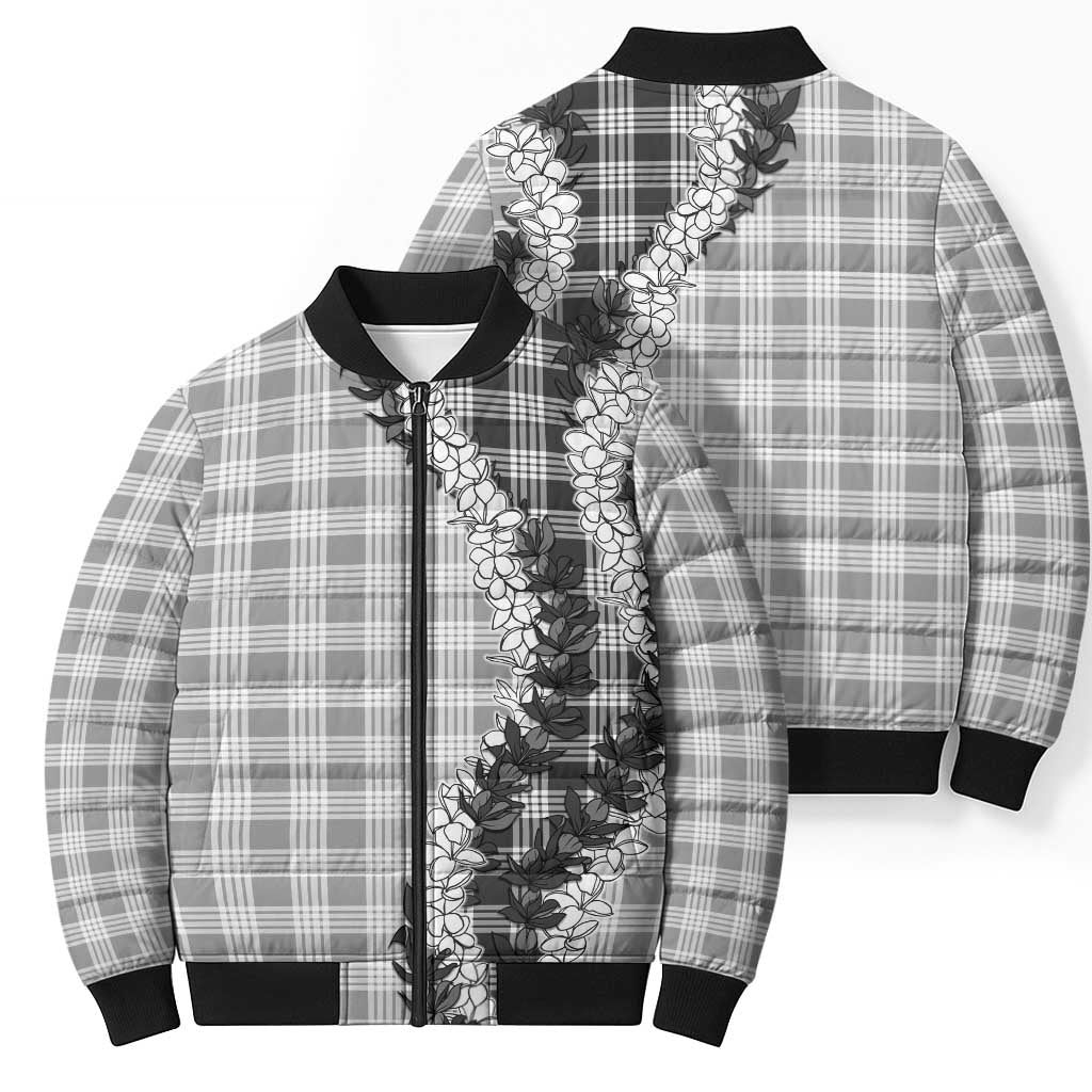 Gray Hawaii Palaka Bomber Puffer Jacket Hawaiian Honohono Lei LT05 - Polynesian Pride