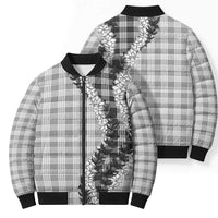 Gray Hawaii Palaka Bomber Puffer Jacket Hawaiian Honohono Lei LT05 - Polynesian Pride