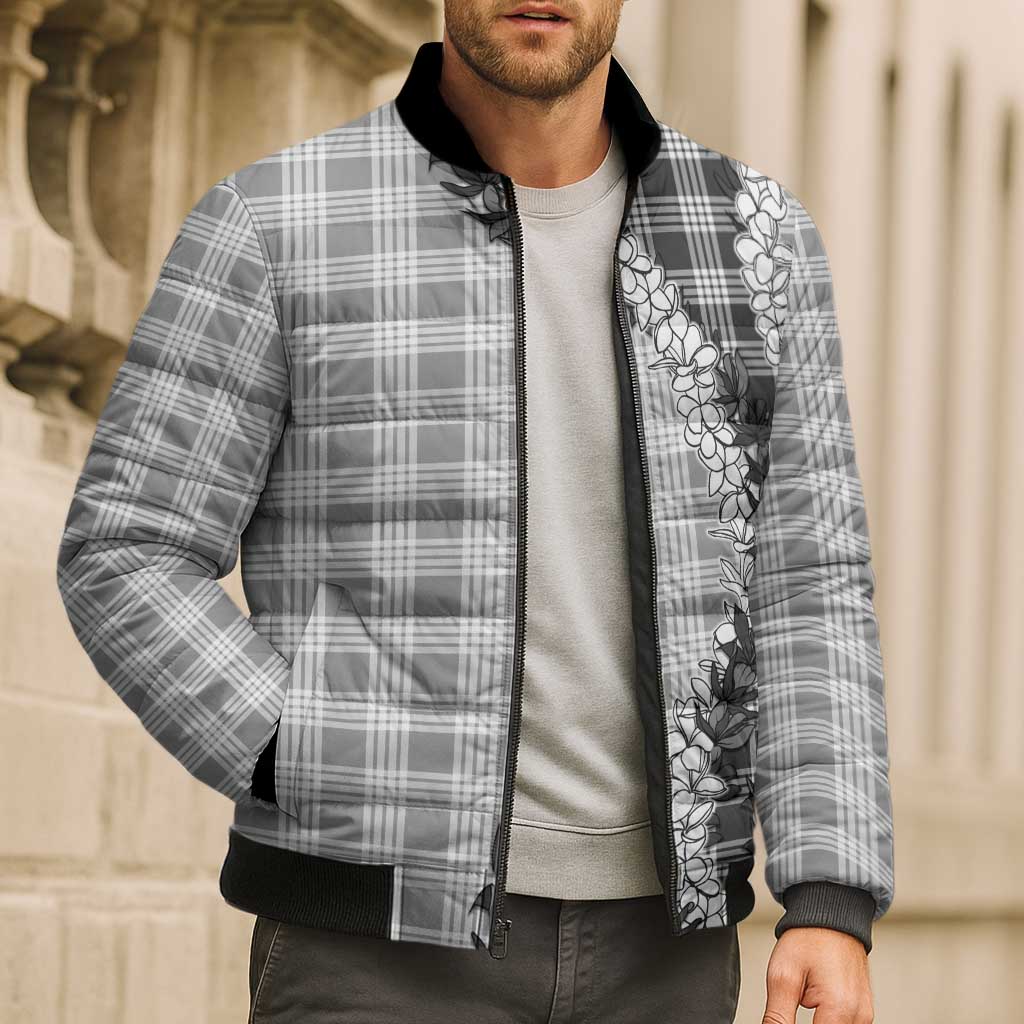 Gray Hawaii Palaka Bomber Puffer Jacket Hawaiian Honohono Lei LT05 - Polynesian Pride