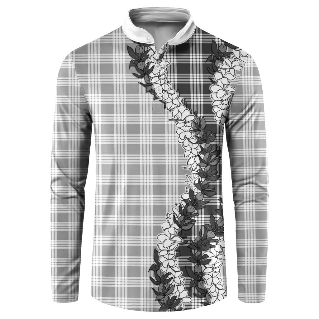 Gray Hawaii Palaka Button Sweatshirt Hawaiian Honohono Lei LT05 Gray - Polynesian Pride