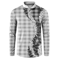 Gray Hawaii Palaka Button Sweatshirt Hawaiian Honohono Lei LT05 Gray - Polynesian Pride
