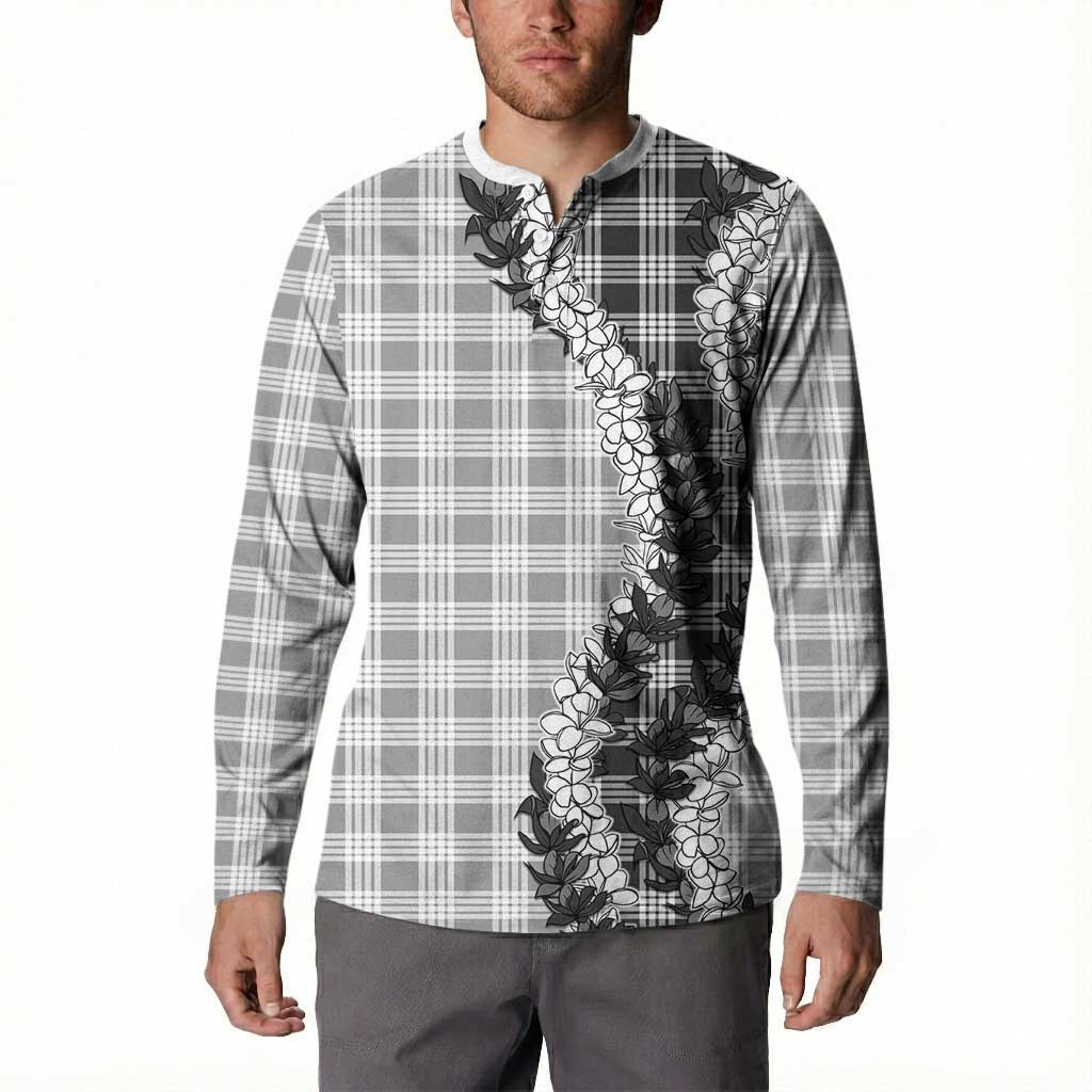 Gray Hawaii Palaka Button Sweatshirt Hawaiian Honohono Lei LT05 - Polynesian Pride