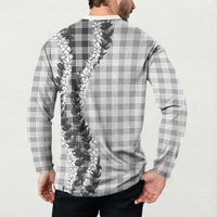 Gray Hawaii Palaka Button Sweatshirt Hawaiian Honohono Lei LT05 - Polynesian Pride