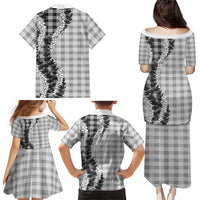 Gray Hawaii Palaka Family Matching Puletasi and Hawaiian Shirt Hawaiian Honohono Lei