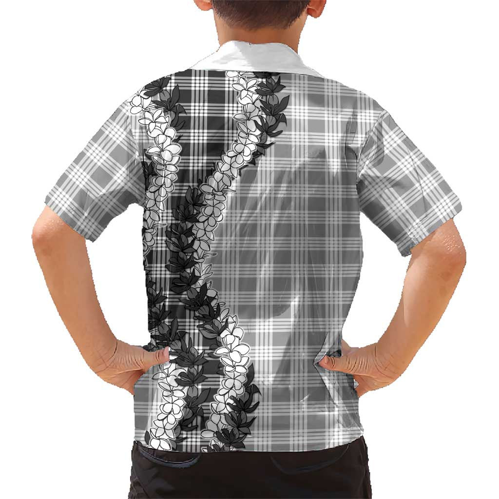 Gray Hawaii Palaka Family Matching Summer Maxi Dress and Hawaiian Shirt Hawaiian Honohono Lei