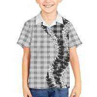Gray Hawaii Palaka Family Matching Tank Maxi Dress and Hawaiian Shirt Hawaiian Honohono Lei