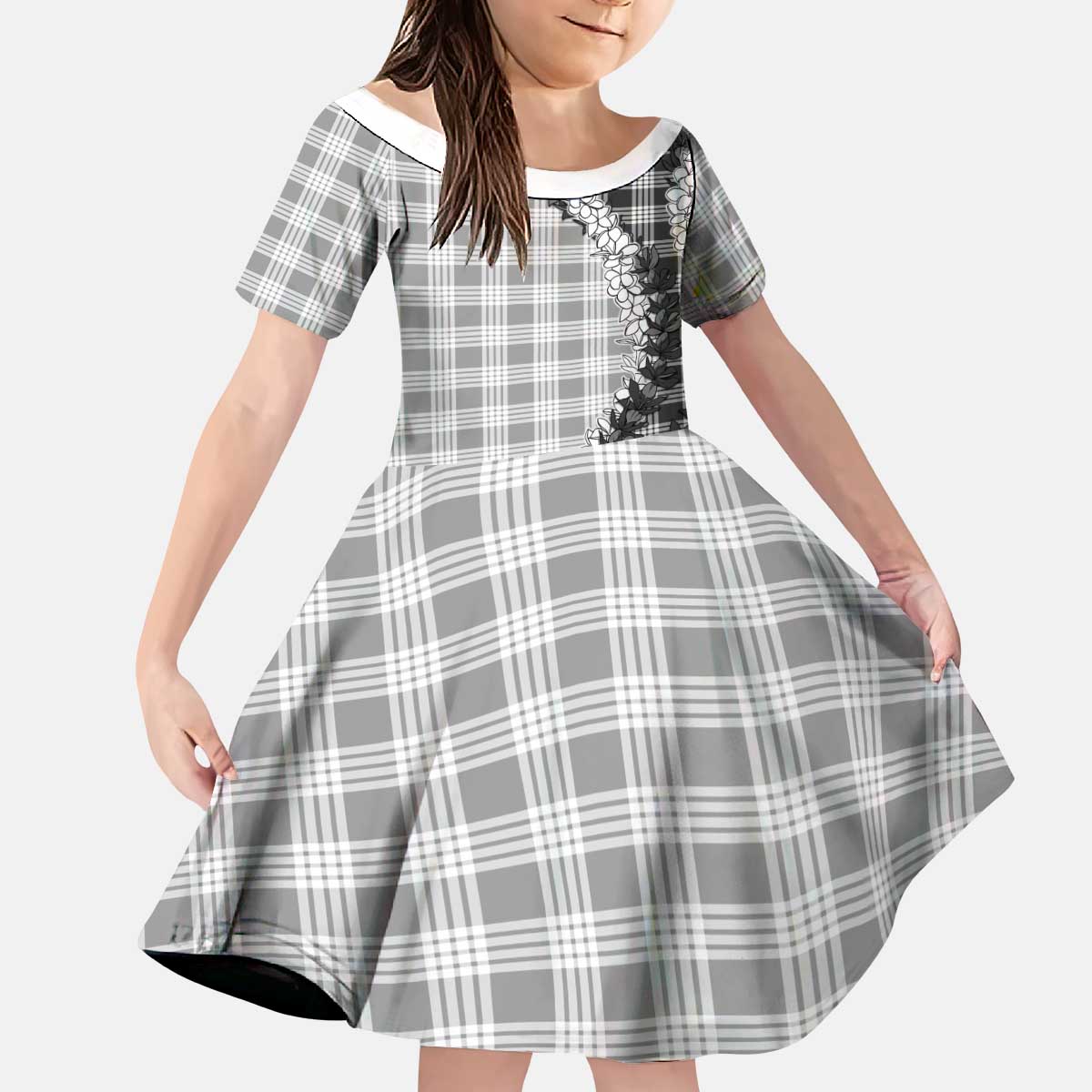 Gray Hawaii Palaka Kid Short Sleeve Dress Hawaiian Honohono Lei LT05 KID Gray - Polynesian Pride