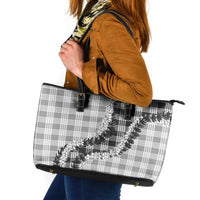 Gray Hawaii Palaka Leather Tote Bag Hawaiian Honohono Lei LT05 Gray - Polynesian Pride