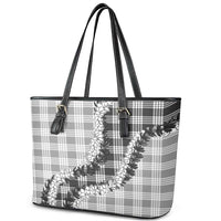 Gray Hawaii Palaka Leather Tote Bag Hawaiian Honohono Lei LT05 - Polynesian Pride