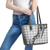 Gray Hawaii Palaka Leather Tote Bag Hawaiian Honohono Lei LT05 - Polynesian Pride