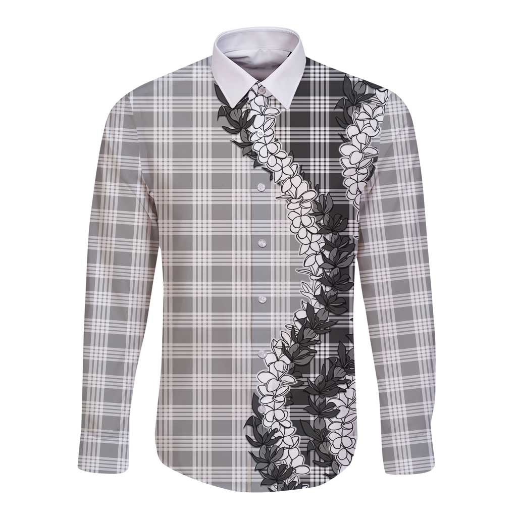 Gray Hawaii Palaka Long Sleeve Button Shirt Hawaiian Honohono Lei LT05 Unisex Gray - Polynesian Pride