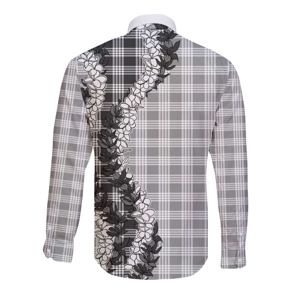 Gray Hawaii Palaka Long Sleeve Button Shirt Hawaiian Honohono Lei LT05 - Polynesian Pride