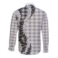 Gray Hawaii Palaka Long Sleeve Button Shirt Hawaiian Honohono Lei LT05 - Polynesian Pride