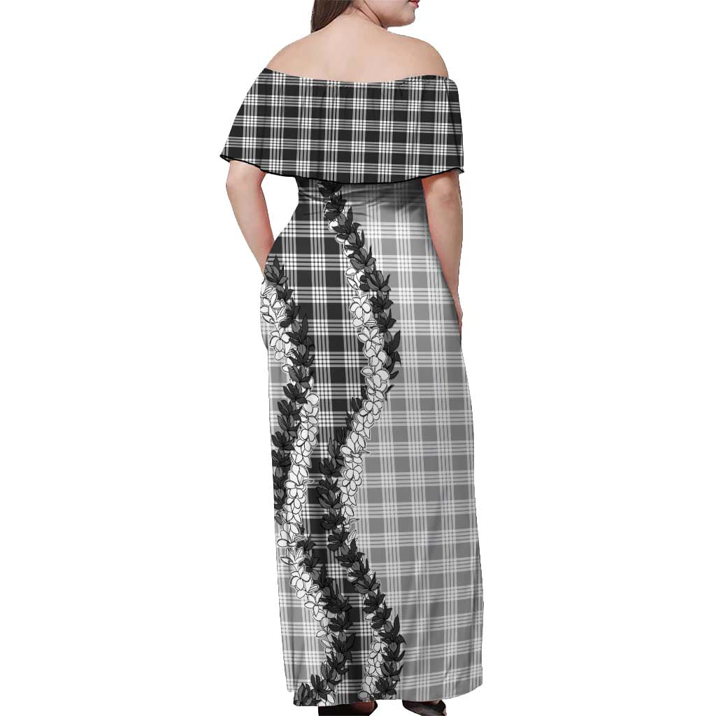 Gray Hawaii Palaka Off Shoulder Maxi Dress Hawaiian Honohono Lei LT05 - Polynesian Pride