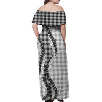 Gray Hawaii Palaka Off Shoulder Maxi Dress Hawaiian Honohono Lei LT05 - Polynesian Pride