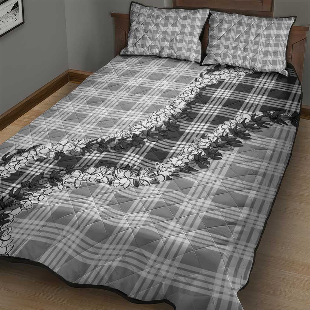 Gray Hawaii Palaka Quilt Bed Set Hawaiian Honohono Lei LT05 - Polynesian Pride