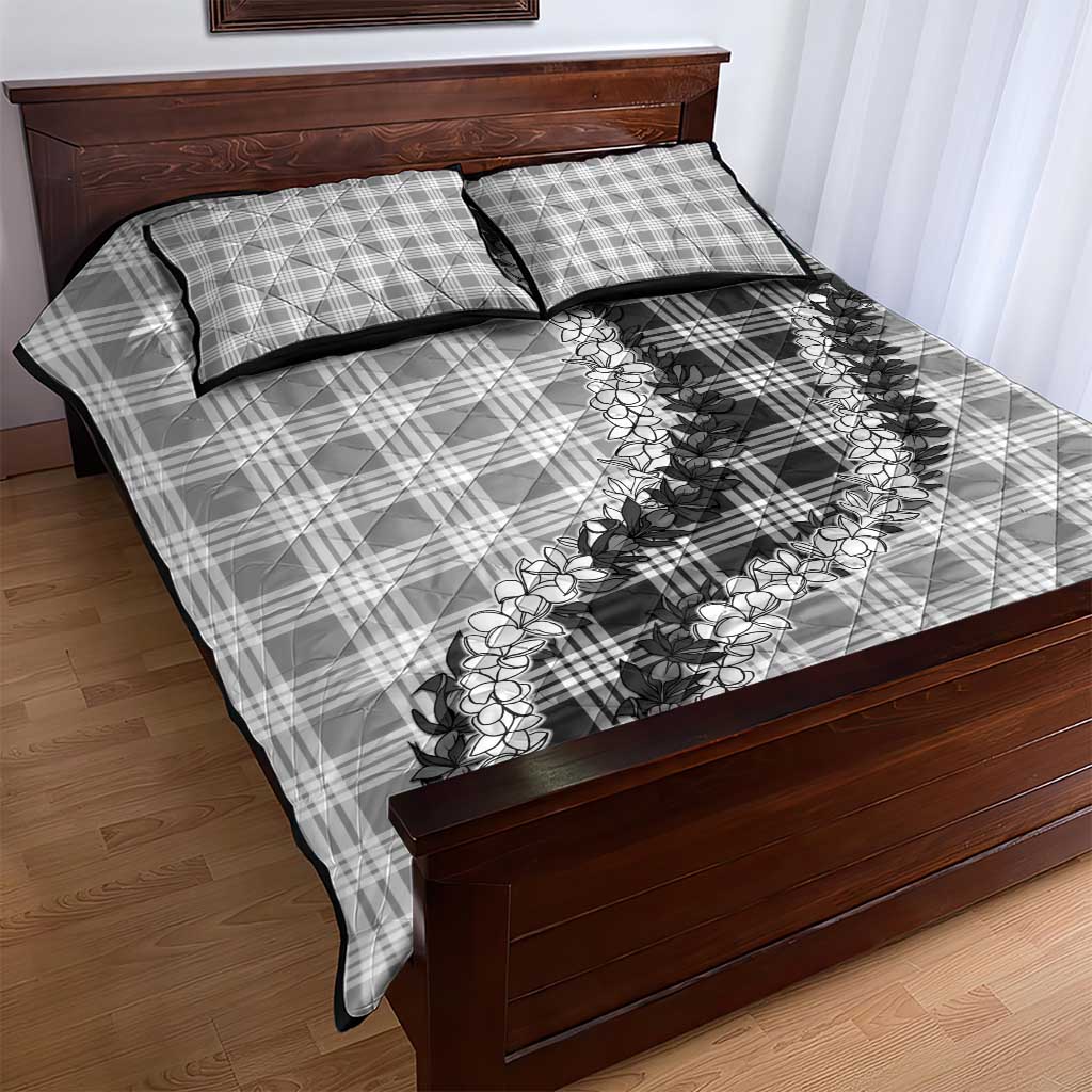 Gray Hawaii Palaka Quilt Bed Set Hawaiian Honohono Lei LT05 - Polynesian Pride
