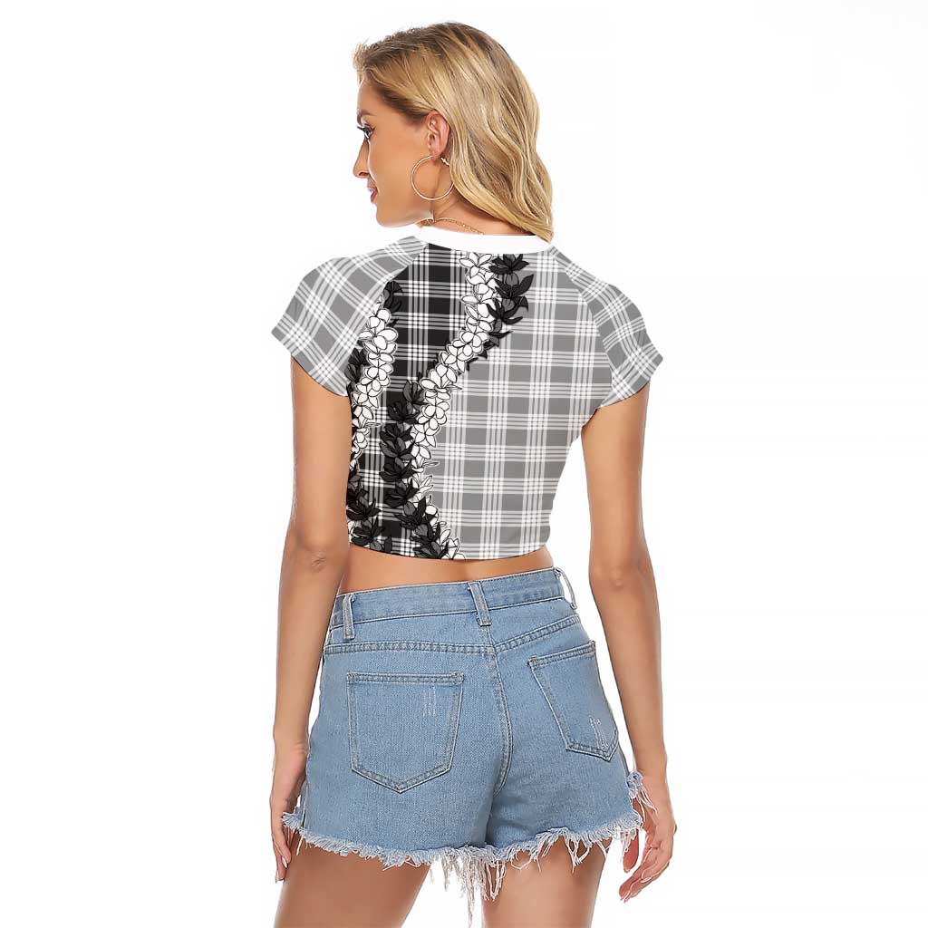 Gray Hawaii Palaka Raglan Cropped T Shirt Hawaiian Honohono Lei