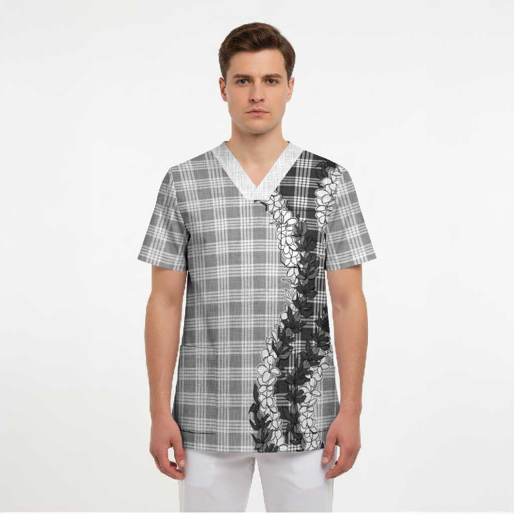Gray Hawaii Palaka Scrub Top Hawaiian Honohono Lei LT05 - Polynesian Pride