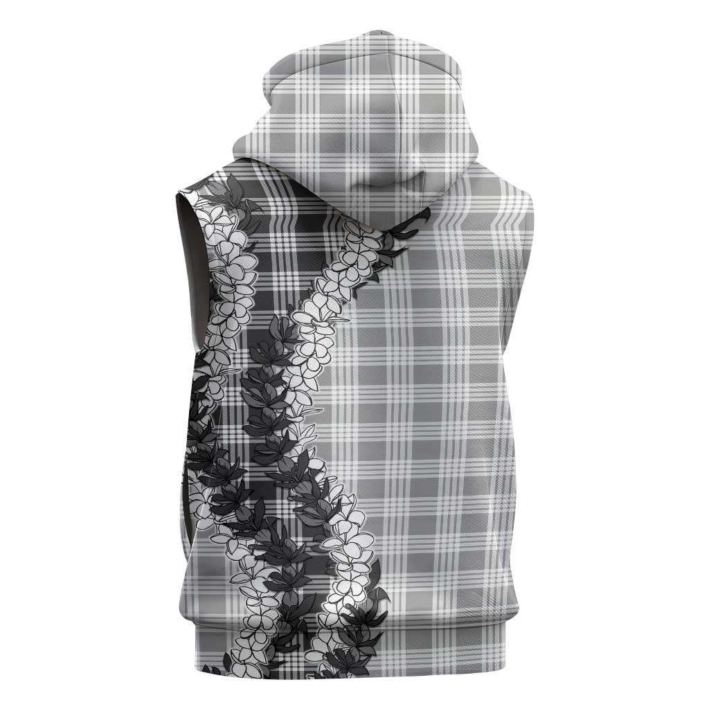 Gray Hawaii Palaka Sleeveless Hoodie Hawaiian Honohono Lei LT05 - Polynesian Pride