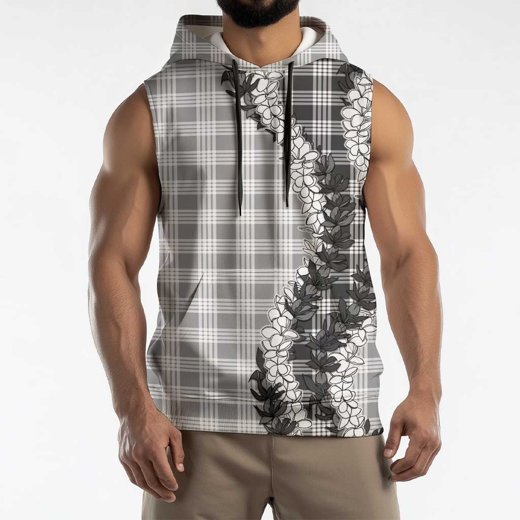 Gray Hawaii Palaka Sleeveless Hoodie Hawaiian Honohono Lei LT05 - Polynesian Pride