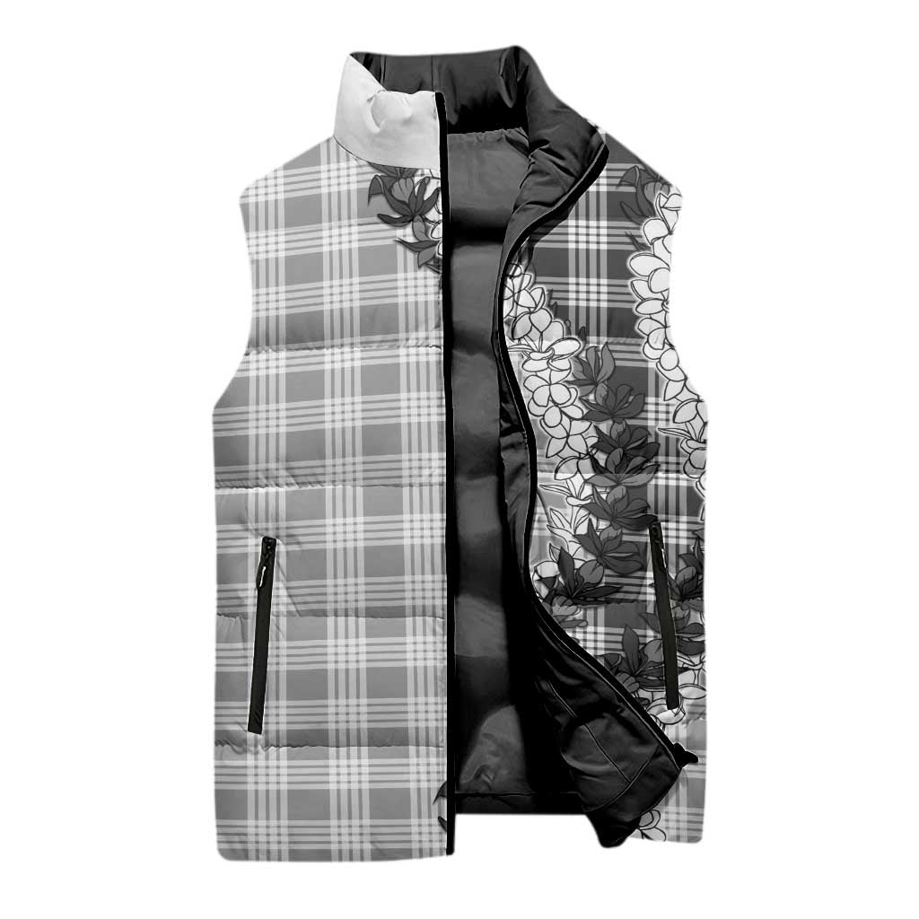 Gray Hawaii Palaka Sleeveless Puffer Jacket Hawaiian Honohono Lei
