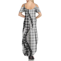 Gray Hawaii Palaka Summer Maxi Dress Hawaiian Honohono Lei LT05 - Polynesian Pride
